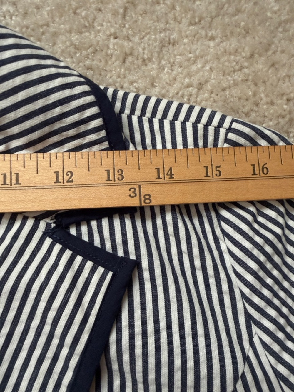 Sandro Navy & white striped pleated hip blazer - Picture 6 of 10